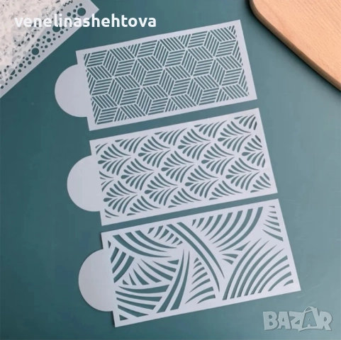 10 броя шаблон стенсил кръг звезди за декорация на торта кекс скрапбукинг дърво текстил , снимка 4 - Други - 52561616