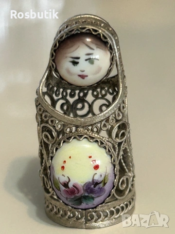 Чуден съветски напръстник филигранен финифт от мелхиор , снимка 5 - Пръстени - 53322733