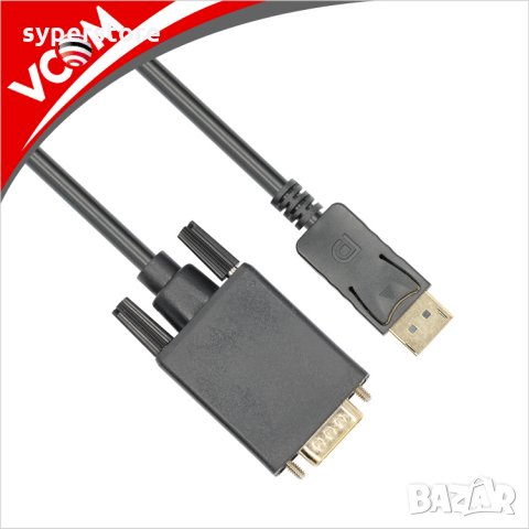 Кабел DisplayPort Мъжки към HDMI Мъжки 1.8м Черен VCom SS001255 Cable DP to HDMI M/M, снимка 5 - Кабели и адаптери - 34165098