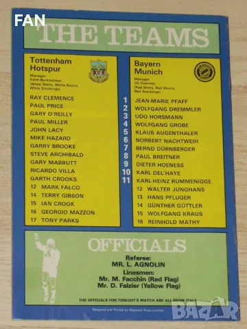 Тотнъм Хотспър - Байерн Мюнхен оригинална футболна програма от турнира за КНК през 1982 г., снимка 8 - Фен артикули - 12102566