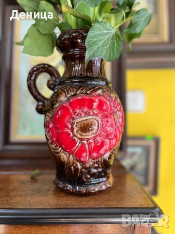 Керамична ваза Scheurich 60-70 те г. Западногерманска керамика (West German) , снимка 9 - Вази - 53641015