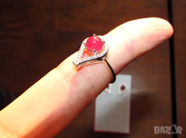 925 сребърни обеци и пръстен с рубин подходящи за подарък , снимка 3 - Бижутерийни комплекти - 50079947