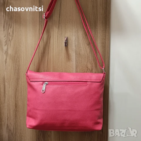 Цикламена дамска чанта с ефектно закопчаване, снимка 3 - Чанти - 50709648