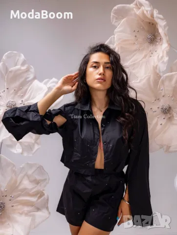 Стилен дамски черен комплект, снимка 3 - Комплекти - 48075660