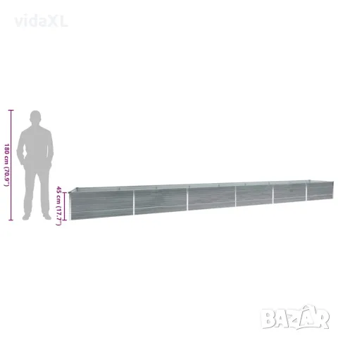 vidaXL Градинска висока леха поцинкована стомана 600x80x45 см сива, снимка 8 - Саксии и кашпи - 56147590