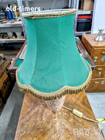 Ретро керамична настолна лампа с оригинален абажур – 70-те години, снимка 4 - Антикварни и старинни предмети - 53298046