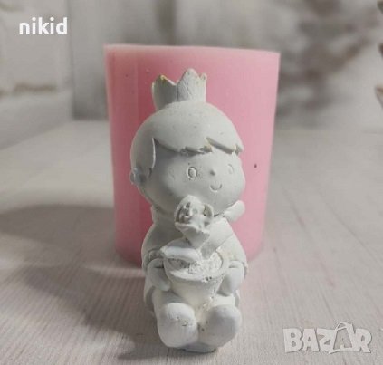3D Малкият принц момче с роза силиконов молд форма фондан гипс свещ сапун, снимка 3 - Форми - 38113963