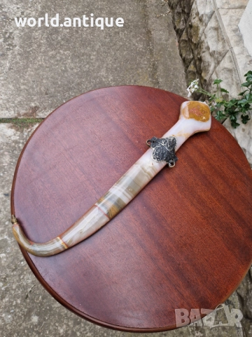 Уникална арабска антикварна кама ханджар нож, снимка 5 - Антикварни и старинни предмети - 52019548