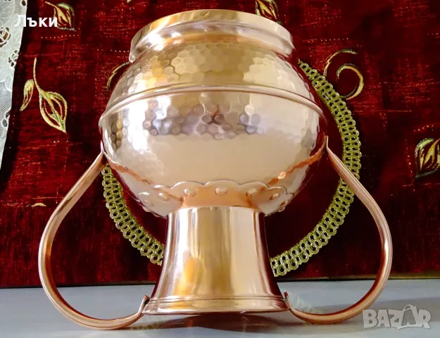 Медна кана,ваза,амфора,чиста червена мед 3 л. , снимка 6 - Антикварни и старинни предмети - 55990982