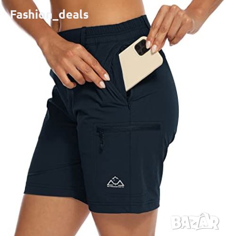 Нови Дамски къси бързосъхнещи шорти с джобове с цип за спорт бягане, снимка 1 - Къси панталони и бермуди - 40608378