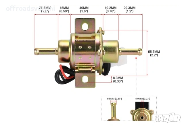 Електрическа горивна помпа 12V за карбуратор 3–5 PSI, Помпа за Kubota, снимка 3 - Аксесоари и консумативи - 53447200