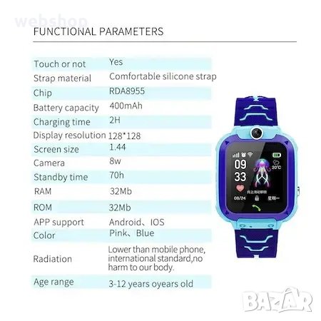 Проследяващ детски смарт часовник Smart Wear Q12, снимка 6 - Смарт часовници - 33859489