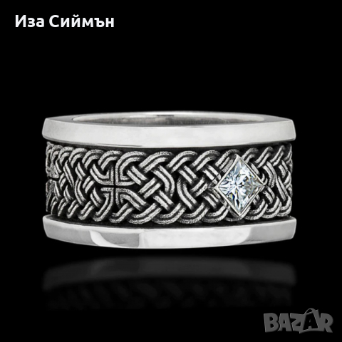 Сребърен пръстен с диамант печат USA, снимка 3 - Пръстени - 36164346