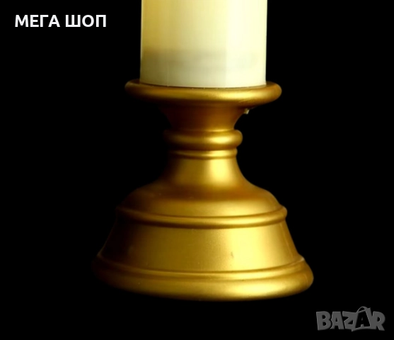 LED свещ със златиста основа и реалистичен пламък, снимка 3 - Други - 52587254