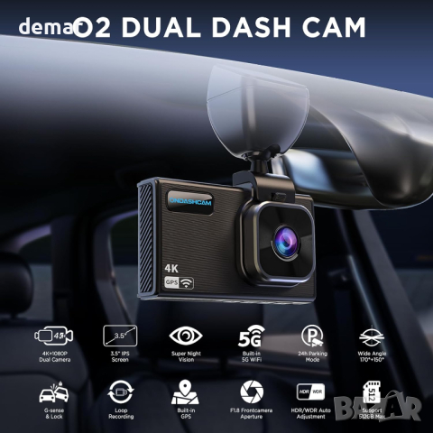 ONDASHCAM Dash Cam, 4K Dash Cam отпред и отзад, 5G WiFi, 3,5" екран, снимка 7 - Аксесоари и консумативи - 44736555