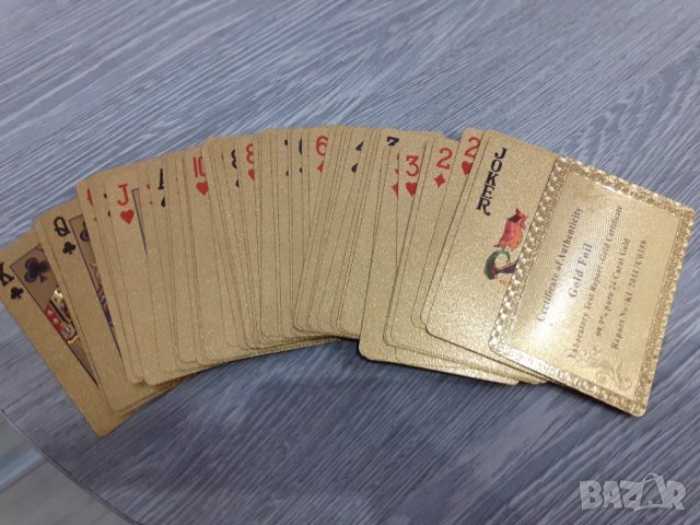 Позлатени - водоустойчиви Карти за игра на гърба с долари Gold Foil, снимка 4 - Карти за игра - 36028164