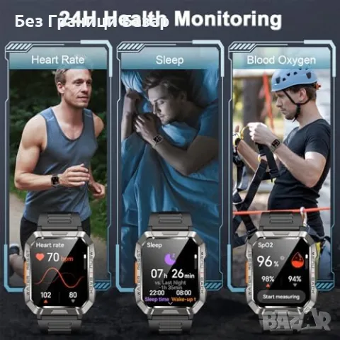 Нов IP68 водоустойчив мъжки смарт часовник с HD дисплей и SpO2 монитор, снимка 5 - Смарт гривни - 48522334