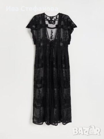 Дълга нова кафтан  черна плажна наметка дантела памук плажна дълга риза рокля за плаж плажна туника 