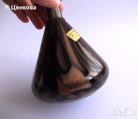 Мурано Арт стъкло ваза с фин елегантен дизайн, авантюрин, снимка 3 - Вази - 44422625