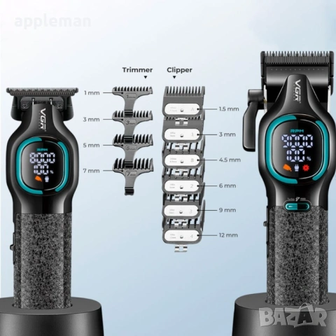 машинка за подстригване + тример VGR V-886 S2 Grip Turbo 9000RPM, снимка 4 - Машинки за подстригване - 53724057