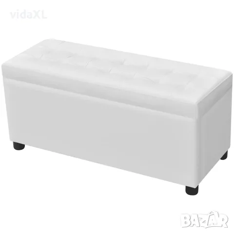 vidaXL Табуретка-ракла тип отоманка, изкуствена кожа, бяла, снимка 2 - Ракли - 56146285