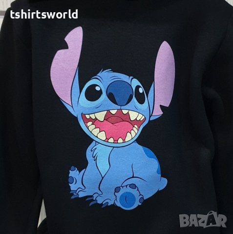 Нов детски суичър с дигитален печат Стич (Stitch) в черен цвят, снимка 2 - Детски анцузи и суичери - 38906846