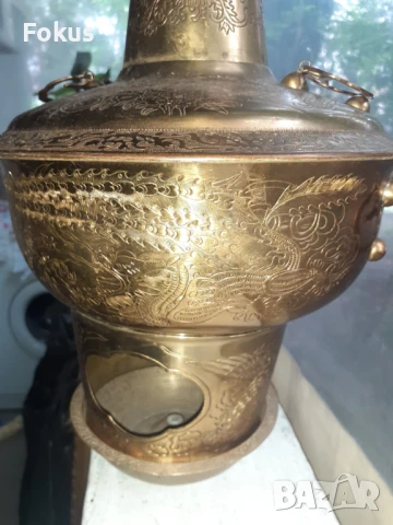 Страхотен стар месингов мангал уред печка, снимка 2 - Антикварни и старинни предмети - 51055593