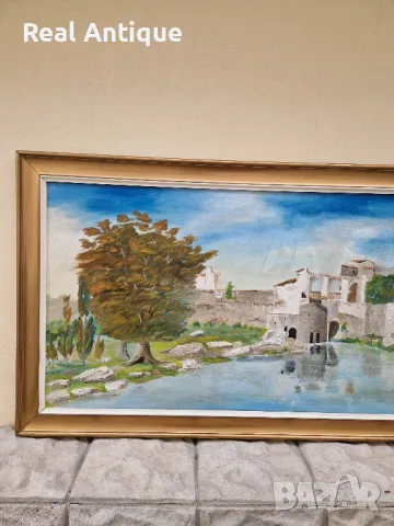 Превъзходна антикварна испанска авторска майсторска картина масло върху платно , снимка 5 - Антикварни и старинни предмети - 47486611