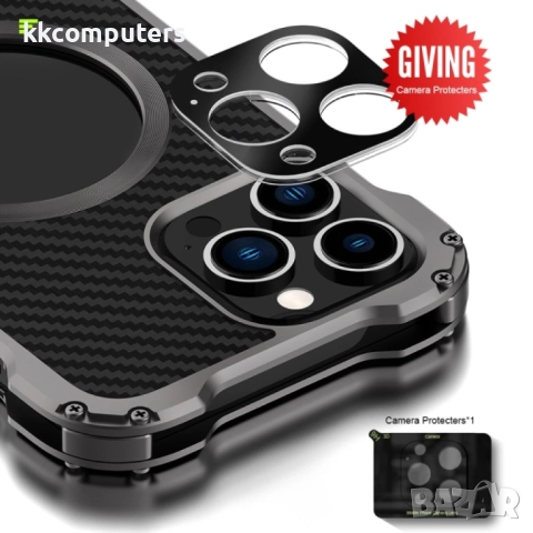 Apple iPhone 13 Pro Max Удароустойчив R-JUST RJ51 Hollow Метален Калъф и Протектор, 49,92 лв,, снимка 3 - Калъфи, кейсове - 52818631
