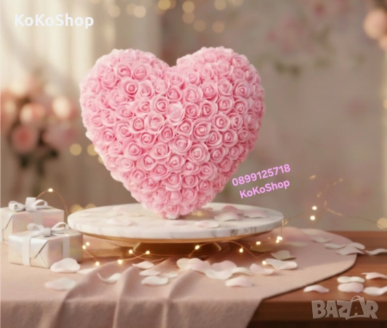 Сърце от рози в луксозна кутия с панделка– романтичен подарък, снимка 3 - Декорация за дома - 53153589