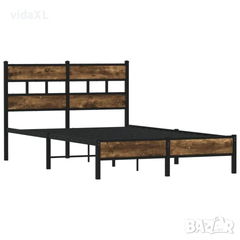 vidaXL Рамка за легло, без матрак, с табла, опушен дъб, 120x200 см, снимка 3 - Спални и легла - 56147471