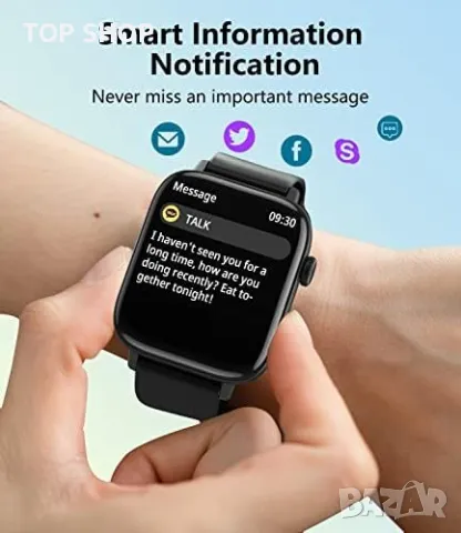 Нов Bluetooth Смарт часовник за Мъже Жени, 1.9 инча Водоустойчив, снимка 3 - Смарт гривни - 49622114