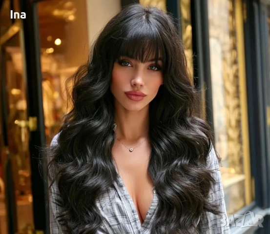 Черна чуплива гъста перука