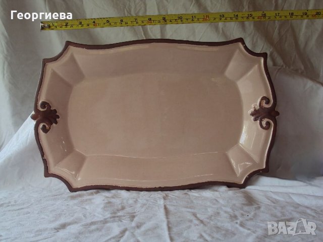 Керамичен поднос Inart (светлорозов)