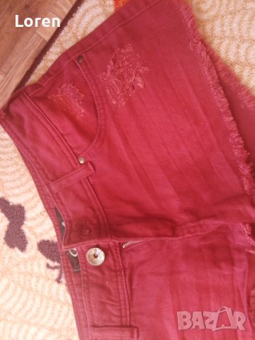 Като нови!❤️Cool cat❤️Къси дънки цвят бордо, снимка 4 - Дънки - 41460221