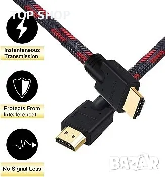 Shuliancable HDMI кабел, съвместим с висока скорост с Ethernet ARC 3D Ultra HD 15м, снимка 4 - Друга електроника - 48748598