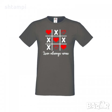 Мъжка тениска Свети Валентин Tic Tac Toe Love Always Wins, снимка 6 - Тениски - 35716310
