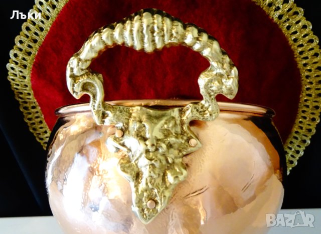 Меден съд с бронзови дръжки,лъвски глави. , снимка 5 - Антикварни и старинни предмети - 40253196