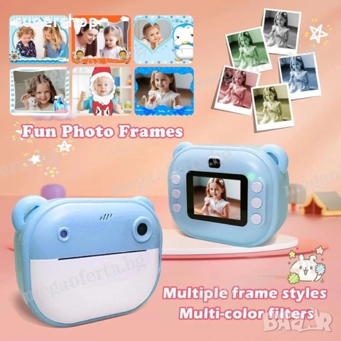 Детски Фотоапарат камера с незабавен печат и функции „Направи си сам“, снимка 5 - Други - 52566289