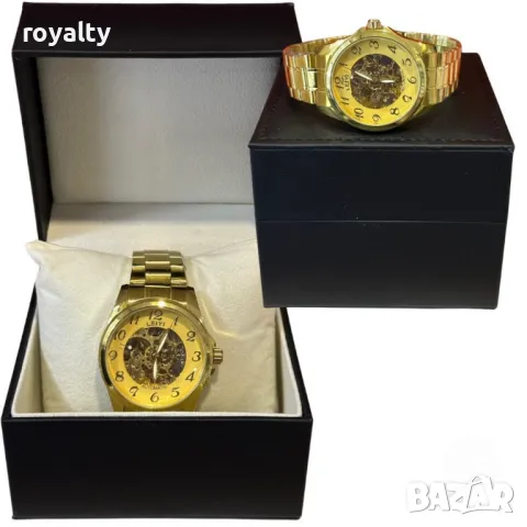 Луксозен златен автоматичен мъжки часовник LEIYI