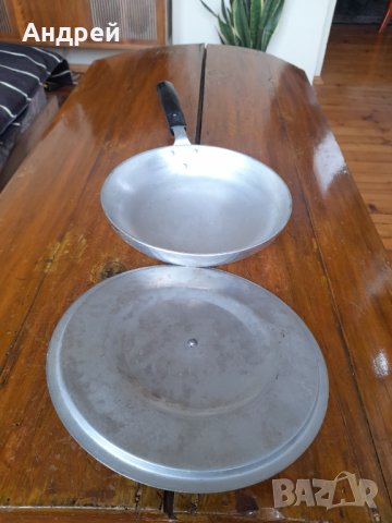 Стар алуминиев тиган #16, снимка 2 - Антикварни и старинни предмети - 40267490