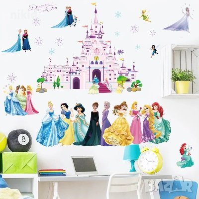 замък с принцеси и Кралство Елза стикер лепенка за стена мебел детска стая