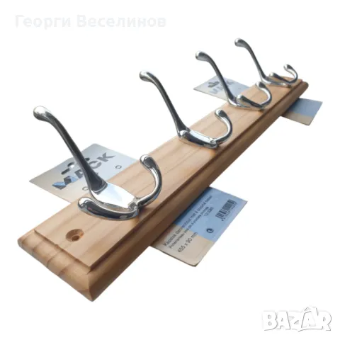 Закачалка, SAM, дървена, с 4 тройни куки, 455х90 мм, снимка 2 - Закачалки - 48911720