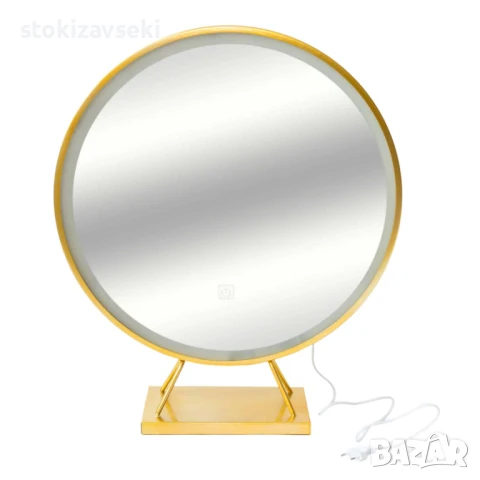 Огледало LED златно на стойка, снимка 3 - Огледала - 51232326