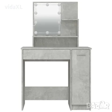 vidaXL Тоалетка с LED, бетонно сива, 86,5x35x136 см, снимка 5 - Маси - 56147807