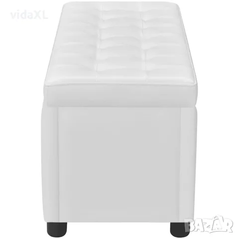 vidaXL Табуретка-ракла тип отоманка, изкуствена кожа, бяла, снимка 4 - Ракли - 56146285