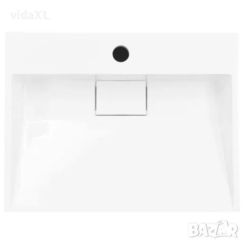 vidaXL Мивка, 50x38x13 см, минерална/мраморна отливка, бяла, снимка 4 - Мивки - 56146114