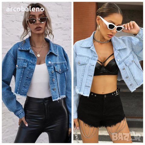 Дамско модно свободно изрязано дънково яке, 2цвята 