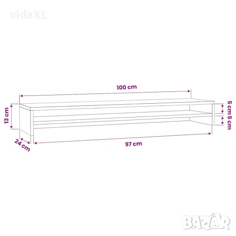 vidaXL Стойка за монитор, бяла, 100x24x13 см, инженерно дърво, снимка 7 - Стойки, 3D очила, аксесоари - 56147737