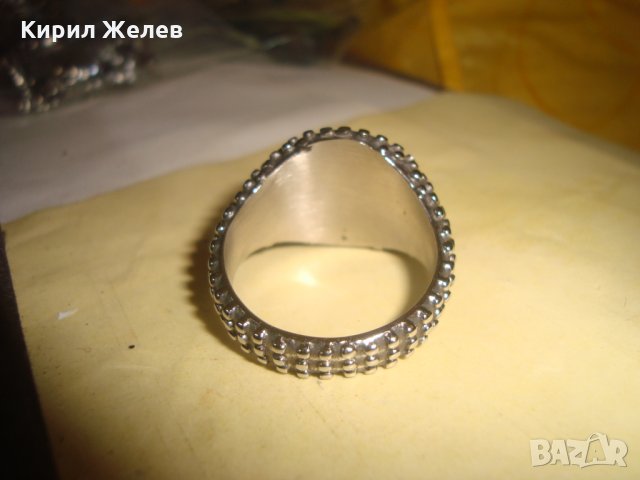 СТОМАНЕН МОДЕН АРТ МОДЕЛ МАСИВЕН ПРЪСТЕН НЕРЪЖДАЕМА ОКСИДИРАНА СТОМАНА ГРАНУЛАЦИЯ НОВ 17033, снимка 6 - Пръстени - 34507871